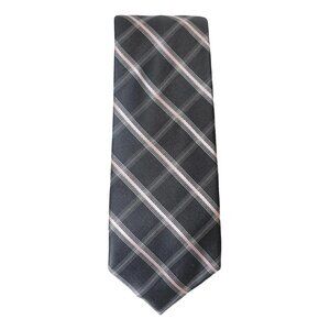 MICHAEL KORS Gray Pink Barcelona Grid Silk Slim Tie